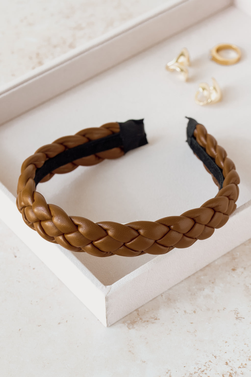 Faux Leather Braided Headband