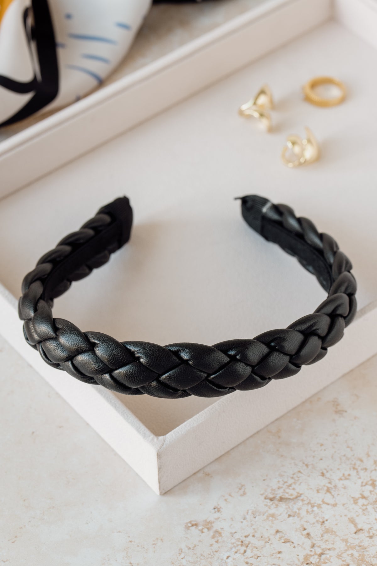 Faux Leather Braided Headband